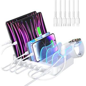 Premium 6-Port USB Charging Station Organizer for Multiple Devices